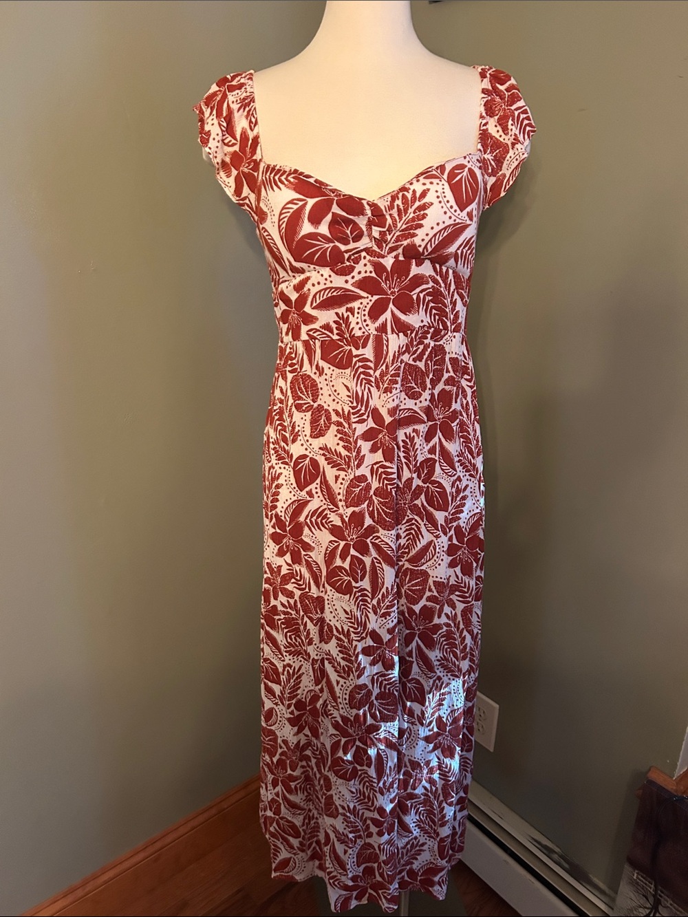 Derek Heart Rust and White Maxi Dress with Floral Print